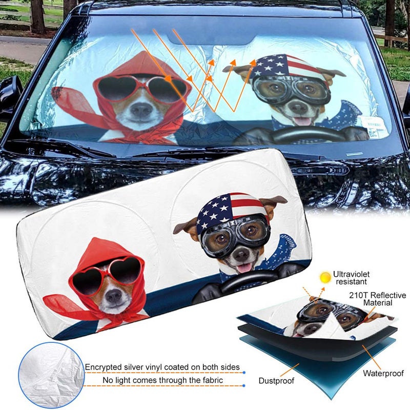 2win2buy Car Sun Shade for Windshield Cute, Car Front Window Shades Funny Windshield Sun Shade Cover Foldable Cartoon Cool Sun Visor Shield for Most Sedans Protect Your Vehicle from UV Heat - Image 3